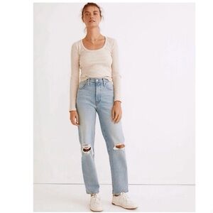Madewell 27 Perfect Vintage Straight Jeans Women’s Light Wash Distressed ND515